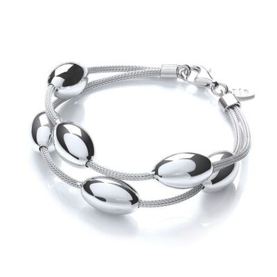 Armband aus zweireihigen ovalen Perlen