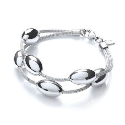 Bracciale con perline ovali a due file