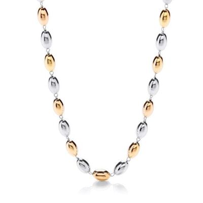 Collier de perles fantaisie bicolore 17"