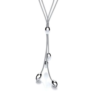 Collana con perline ovali in rete a due file da 18".