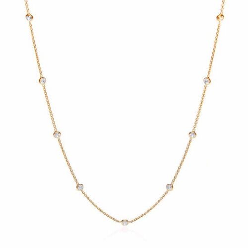 Gold Coated Rubover 11 CZs Necklace 18"