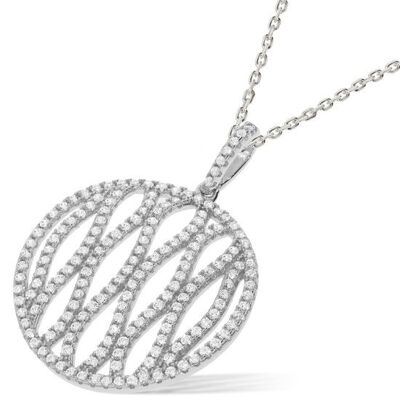 Micro Pavé Round Fancy CZ Pendant with 18" Chain