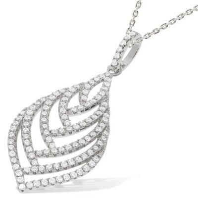 Micro Pavé Leaf Shape CZ Pendant with 18" Chain