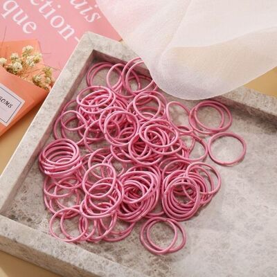 100 élastiques à cheveux de couleur rose