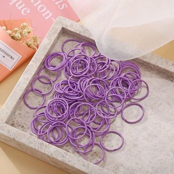 100 élastiques à cheveux de couleur violette