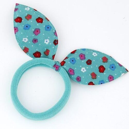 Turquoise Floral Bow Hair Bobble