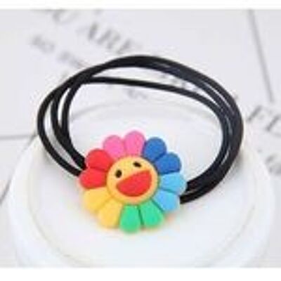 Bobble per capelli con fiori arcobaleno