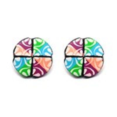 Round Quartered Coconut Stud Earrings