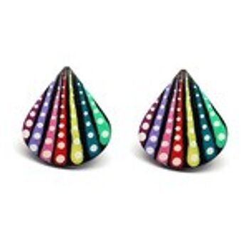 Boucles d'oreilles en forme d'éventail de noix de coco aux couleurs de l'arc-en-ciel 1