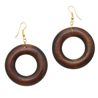 Anillos de aretes colgantes de madera de Sheehsam (6,5 cm de largo)