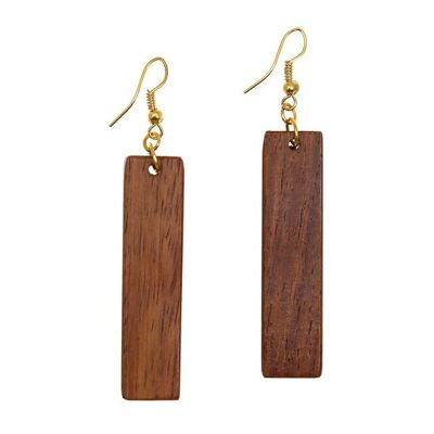 Long Rectangles Drop Earrings made from Sheesham Wood (7.5cm long)