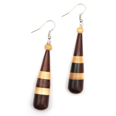 Boucles d'oreilles pendantes bicolores en bois de batte de baseball bio