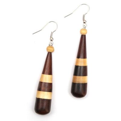 Organic two-tone baseball bat wood drop earrings