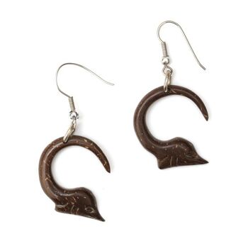 Boucles d'oreilles pendantes en bois de rayon sculpté marron