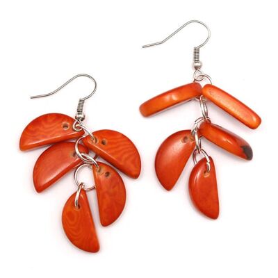 Orange Tagua Halbmond-Ohrringe aus pflanzlichem Elfenbein