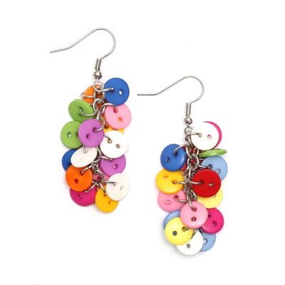 Multicoloured buttons drop earrings