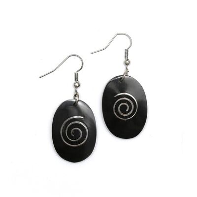 Handmade oval resin dangle earrings with Stainless Steel spiral
