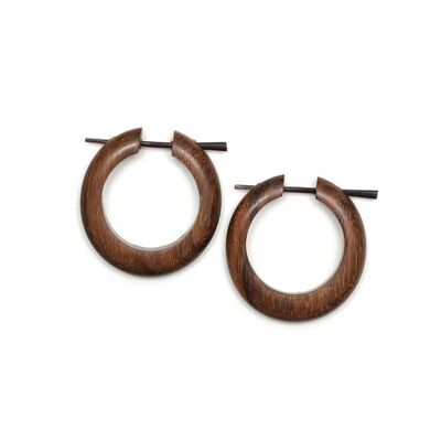 Handgefertigte Ohrringe aus braunem Bio-Holz im Tribal-Stil