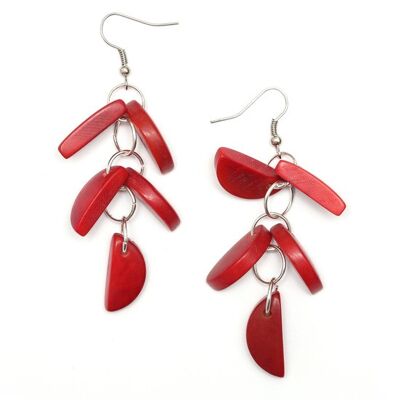 Rote Halbmond-Ohrringe aus Tagua