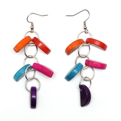 Multicoloured Tagua Half Moon Drop Earrings