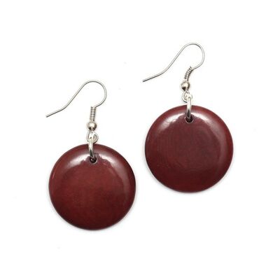 Aretes colgantes de disco redondo de tagua marrón