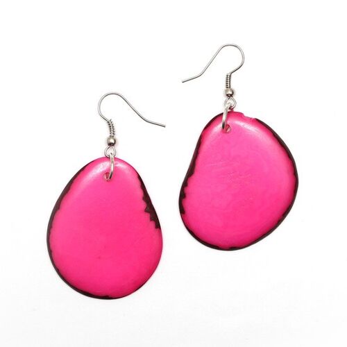 Pink Tagua Slice Drop Earrings
