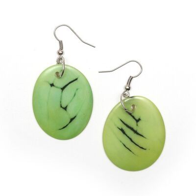 Lettuce Green Tagua Slice Drop Earrings