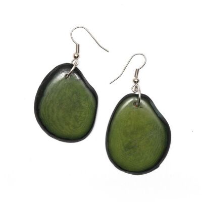 Aretes colgantes con rebanadas de tagua verde