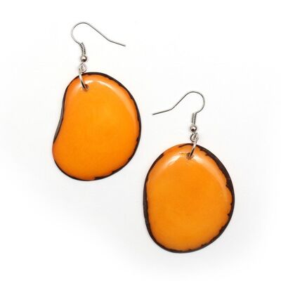 Orecchini pendenti con fetta di tagua arancione