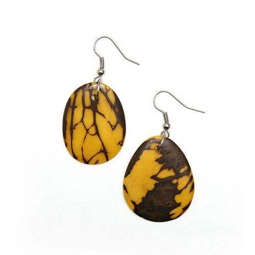 Yellow Tagua Slice Drop Earrings