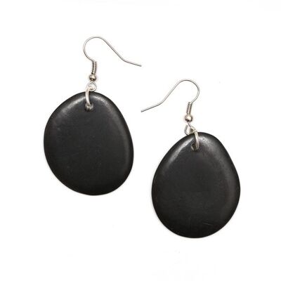 Black Tagua Slice Drop Earrings