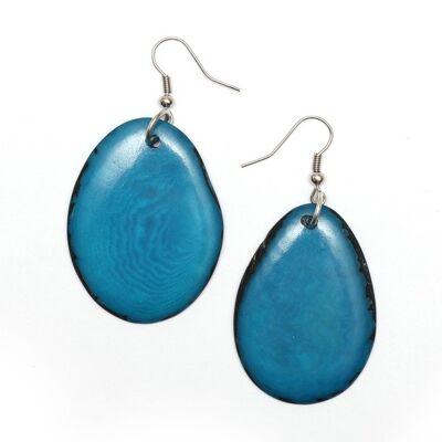 Turquoise Tagua Slice Drop Earrings