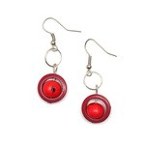 Red Tagua and Acai Berry Drop Earrings