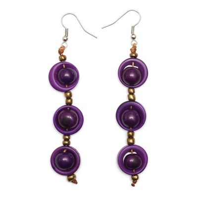 Purple Tagua and Acai Berry Cascading Drop Earrings