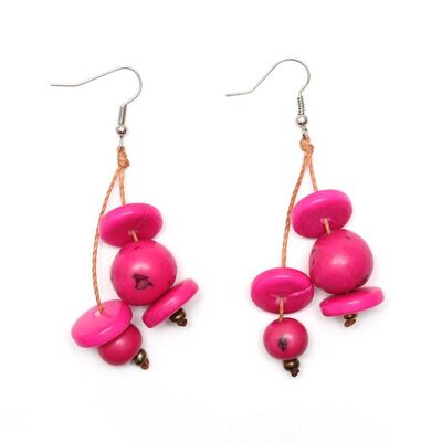 Boucles d'oreilles pendantes en tagua rose