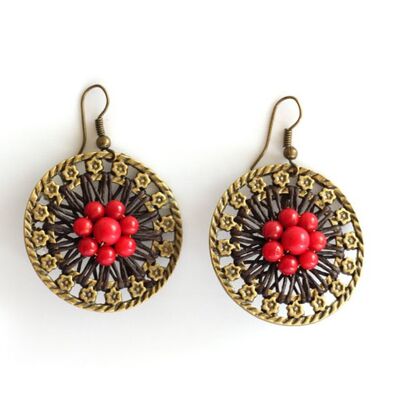 Pendientes de aro con motivo floral estilo vintage