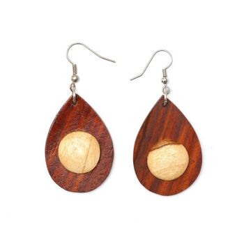 Boucles d'oreilles pendantes en bois avec amulette en forme de larme biologique
