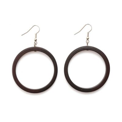 Organic classic wooden hoop drop earrings
