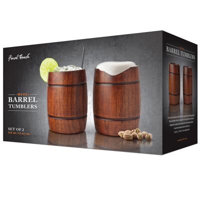 Final Touch Wooden Barrel Tumbler 2 Pack