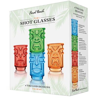 Final Touch Tiki Shot Glasses Coloured 4 Pk