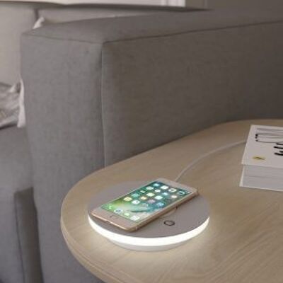 Lampe de table à LED à intensité variable avec station de recharge QI