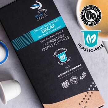 Dosettes d'eau suisse décaféinées compostables et sans plastique compatibles Nespresso® 2