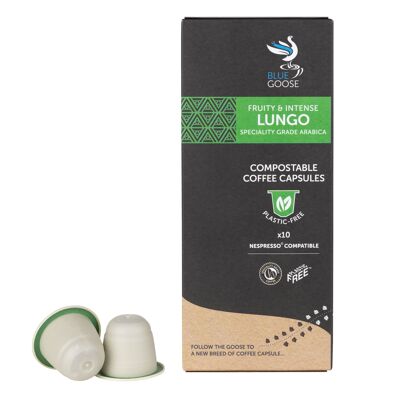 Cialde di caffè ecologiche compatibili con Nespresso® Lungo compostabili e prive di plastica