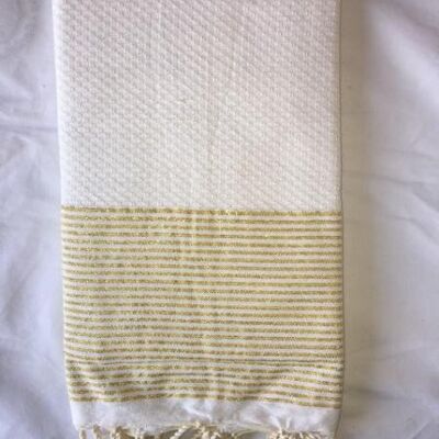 Fouta lurex écru dorée 200x100cm 100% coton recyclé  -  Drap de plage