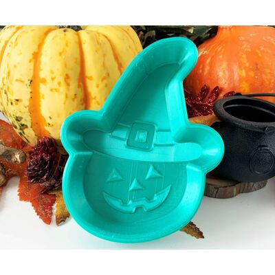 Halloween-Kürbis mit Hexenhut Badebombenform – 3D-Formen – 3D-gedruckte Duschdampferform – handgefertigte Duschbombenform