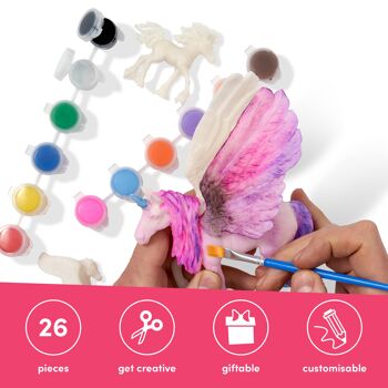 Peignez votre propre kit de peinture de licorne avec des paillettes colorées créatives, des autocollants 8