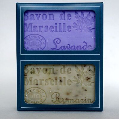 MARSEILLE SOAP BOX WITH ORGANIC OLIVE OIL LAVENDER / ROSEMARY SCENT