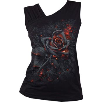 BURNT ROSE - Gilet oblique à épaules froncées Noir 4