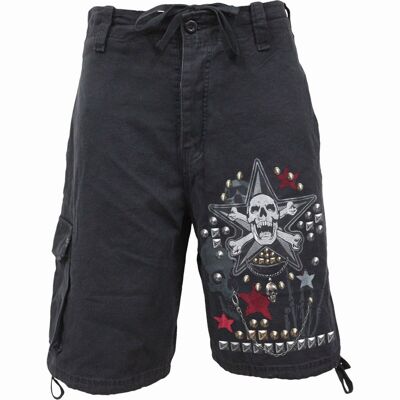 GOTH METAL - Pantalones cortos cargo vintage negros