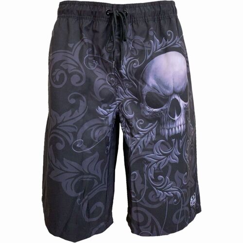 SKULL SCROLL - Allover Swim Shorts Black